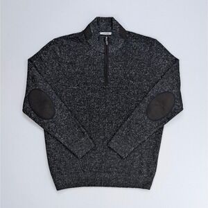 Inpore Anthracite Quarter Zip Sweater w/ Elbow Patches Size L